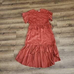 Isla Sample Rust Orange Ruffle Dress